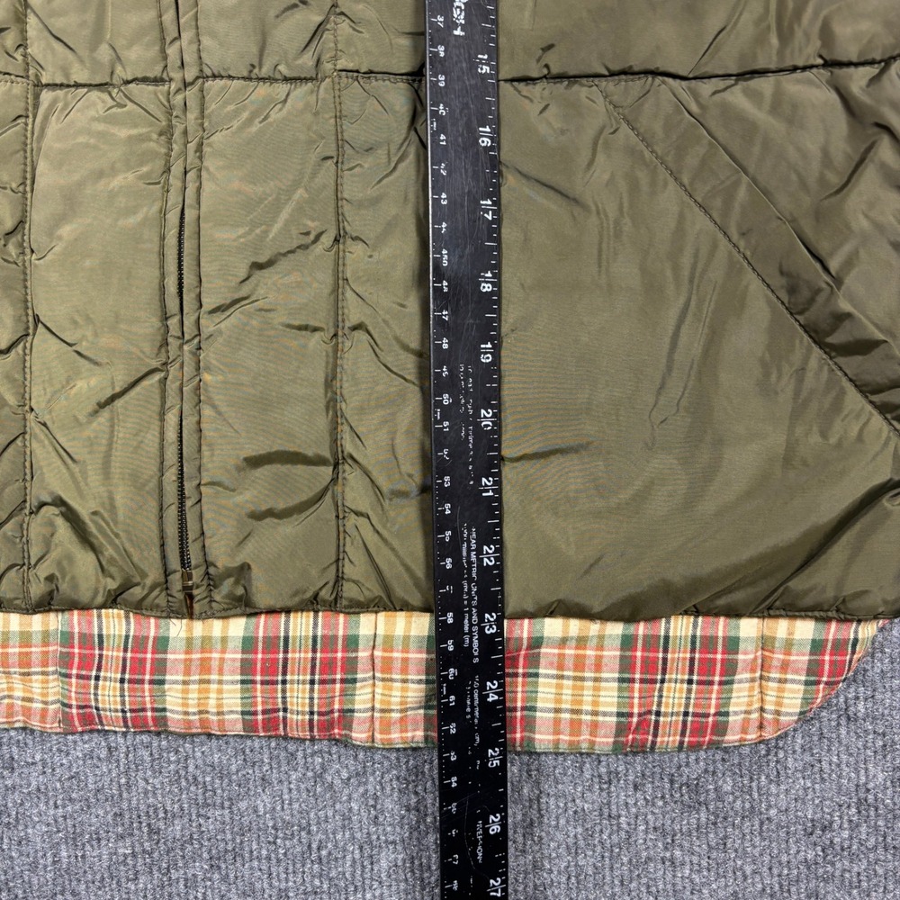 Ralph Lauren Womens Puffer Vest Sz L Olive Green Plaid Lining Full Zip Fly Fish - Picture 11 of 11